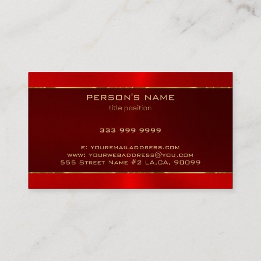 Goldstreifen aus rotem Edelstahl - Akzent Visitenkarte (Rückseite)