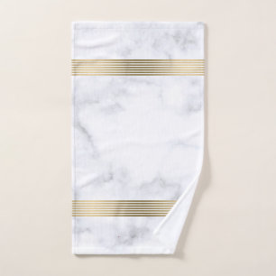 Goldstreifen aus weißem und grauem Imitat Badhandtuch Set