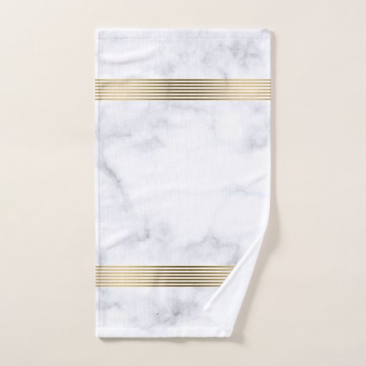 Goldstreifen aus weißem und grauem Imitat Badhandtuch Set (Handtuch)