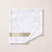 Goldstreifen aus weißem und grauem Imitat Badhandtuch Set (Waschlappen)