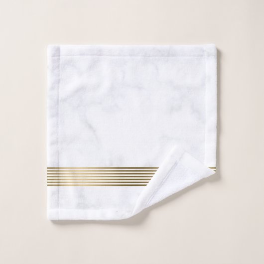 Goldstreifen aus weißem und grauem Imitat Badhandtuch Set (Waschlappen)