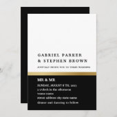 Goldstreifen. Elegante Schwarz-Weiß-Hochzeit Einladung (Vorne/Hinten)