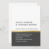 Goldstreifen. Elegante Schwarz-Weiß-Hochzeit Einladung (Vorne/Hinten)