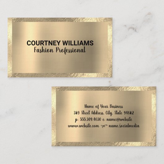 Goldstreifen | Goldenes Metall Visitenkarte (Vorne/Hinten)