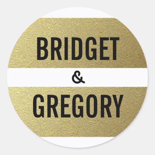 Goldstreifen-Hochzeit Runder Aufkleber (Vorderseite)