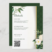 Goldstreifen-Hochzeitsdetails der weißen Blume Einladung (Vorne/Hinten)