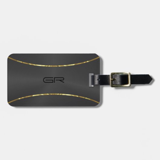 Goldstreifen im schwarzen Hintergrund - Akzent Gep Gepäckanhänger (Vorderseite horizontal)