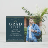 Goldstreifen Law School Foto Party Einladung (Stehend Vorderseite)