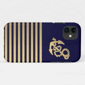 Goldstreifen mit Goldanker Case-Mate iPhone Hülle (Rückseite (Horizontal))