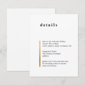 Goldstreifen. Moderne, elegante, einfache Hochzeit Begleitkarte (Vorne/Hinten)