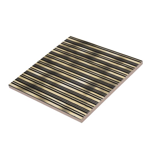 Goldstreifen-Muster Shimmer-Folie schwarz Fliese (Seite)