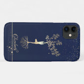 Goldstreifen, Navy Blue, Tree Women Silhouette Case-Mate iPhone Hülle (Rückseite (Horizontal))