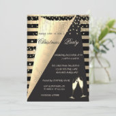 Goldstreifen, Sternenleuchten Weihnachtsgebäck Wei Einladung (Stehend Vorderseite)