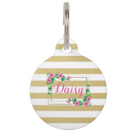 Goldstreifen und Blume Haustiermarke