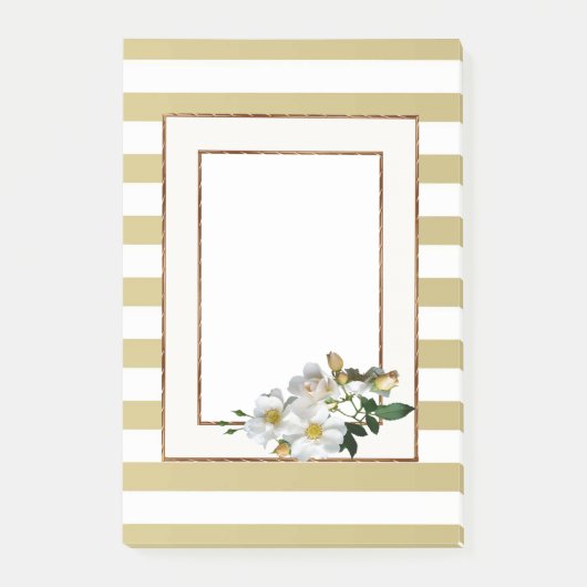 Goldstreifen und Blume Post-it Klebezettel (Vorderseite)