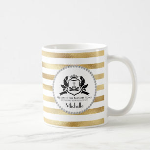 Goldstreifen und Diamanten Queen Personalisiert Kaffeetasse