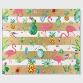 Goldstreifen und farbenfrohe tropische Muster Geschenkpapier (Flach)