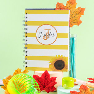 Goldstreifen und Sonnenblumen Mit Monogramm Person Planer