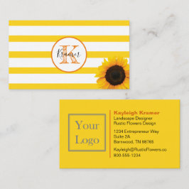 Goldstreifen und Sonnenblumen Mit Monogramm Visitenkarte
