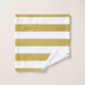 Goldstreifen, weiße Streifen, Streifen Badhandtuch Set (Waschlappen)