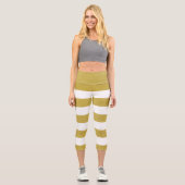 Goldstreifen, weiße Streifen, Streifen Capri Leggings (Vorderseite)