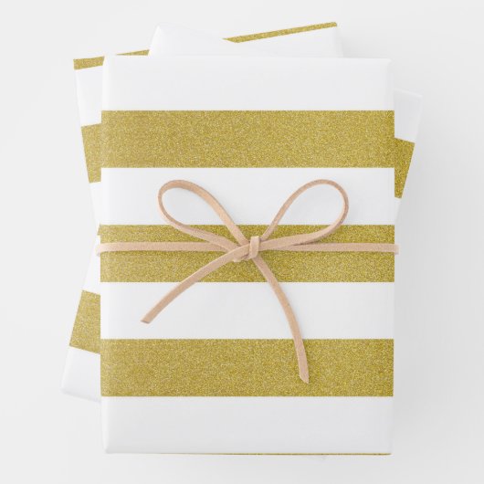 Goldstreifen, weiße Streifen, Streifen Geschenkpapier Set (Beispiel)