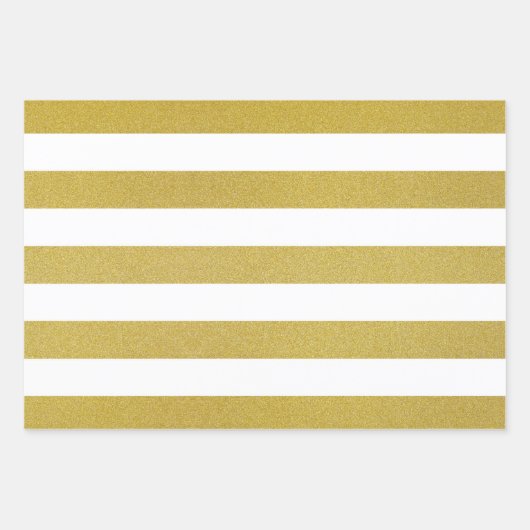 Goldstreifen, weiße Streifen, Streifen Geschenkpapier Set (Vorderseite 3)