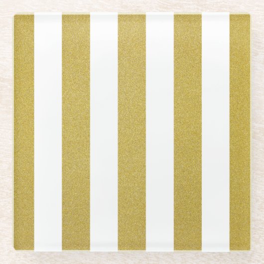 Goldstreifen, weiße Streifen, Streifen Glasuntersetzer (Vorderseite)