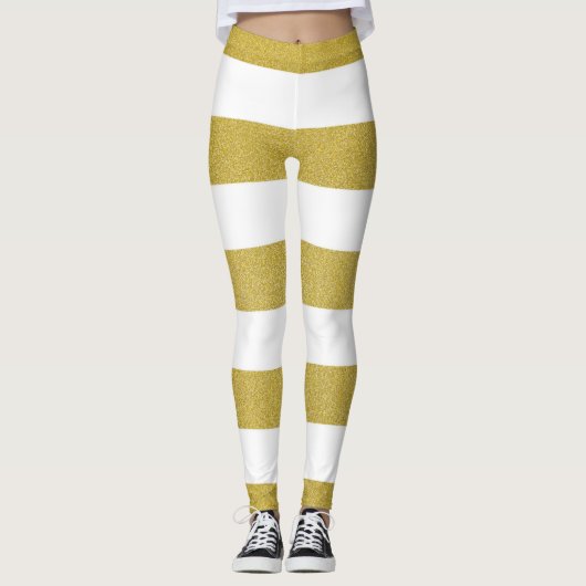 Goldstreifen, weiße Streifen, Streifen Leggings (Vorderseite)