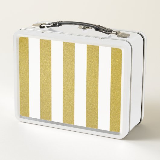 Goldstreifen, weiße Streifen, Streifen Metall Brotdose (Rückseite)