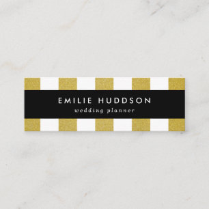 Goldstreifen, weiße Streifen, Streifen Mini Visitenkarte