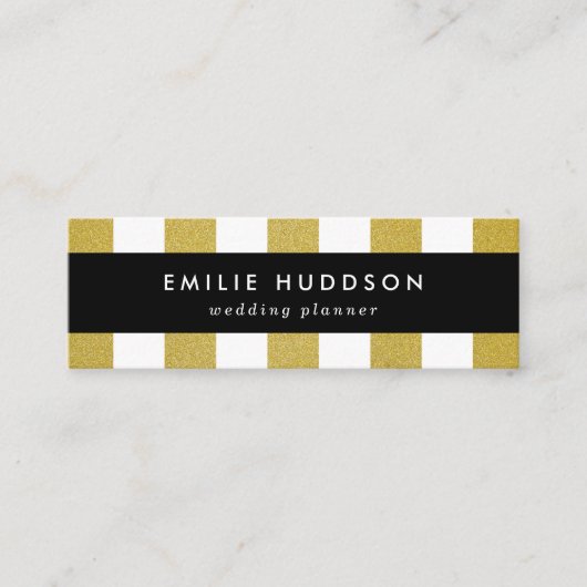 Goldstreifen, weiße Streifen, Streifen Mini Visitenkarte (Vorderseite)