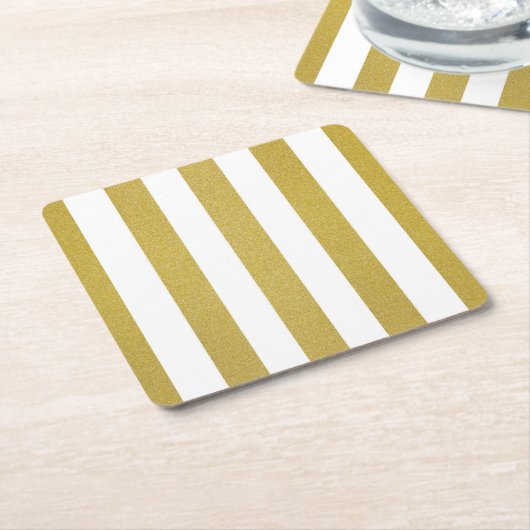 Goldstreifen, weiße Streifen, Streifen Rechteckiger Pappuntersetzer (angewinkelt)