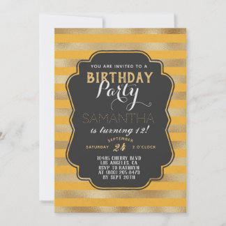 Goldstreifen zum Geburtstag Einladung