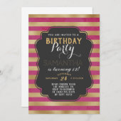 Goldstreifen zum Geburtstag Einladung (Vorne/Hinten)