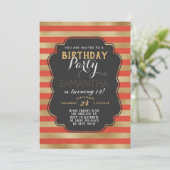 Goldstreifen zum Geburtstag Einladung (Stehend Vorderseite)