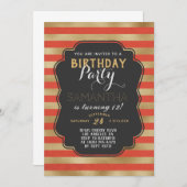 Goldstreifen zum Geburtstag Einladung (Vorne/Hinten)