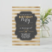 Goldstreifen zum Geburtstag Einladung (Stehend Vorderseite)