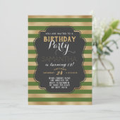 Goldstreifen zum Geburtstag Einladung (Stehend Vorderseite)