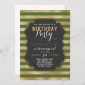 Goldstreifen zum Geburtstag Einladung (Vorne/Hinten)
