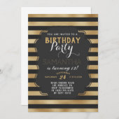 Goldstreifen zum Geburtstag Einladung (Vorne/Hinten)