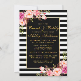 Goldstriegeltes rosa Brautparty Brunch Einladung