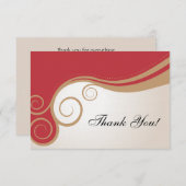 Goldstrudel auf Rot und Creme danken Ihnen Dankeskarte (Vorne/Hinten)