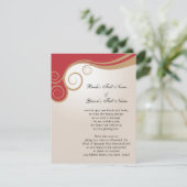 Goldstrudel auf Rot und Creme Einladung (Stehend Vorderseite)