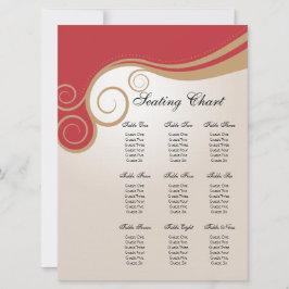 Goldstrudel auf Rot und Creme-Sitzplatz-Diagramm Einladung