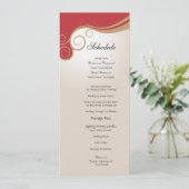 Goldstrudel auf Rot und Creme-Zeitplan Einladung (Stehend Vorderseite)