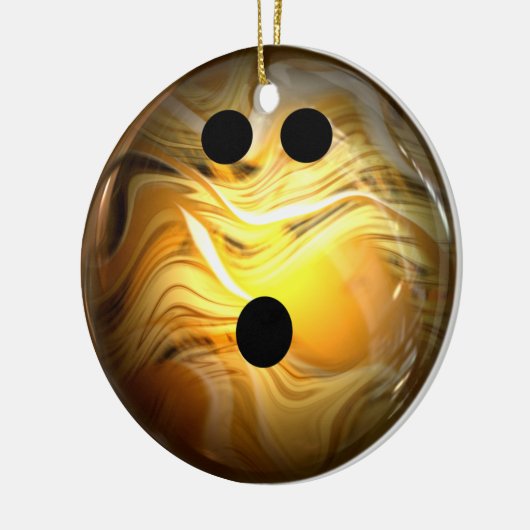 Goldstrudel-Bowlings-Ball Keramikornament (Links)
