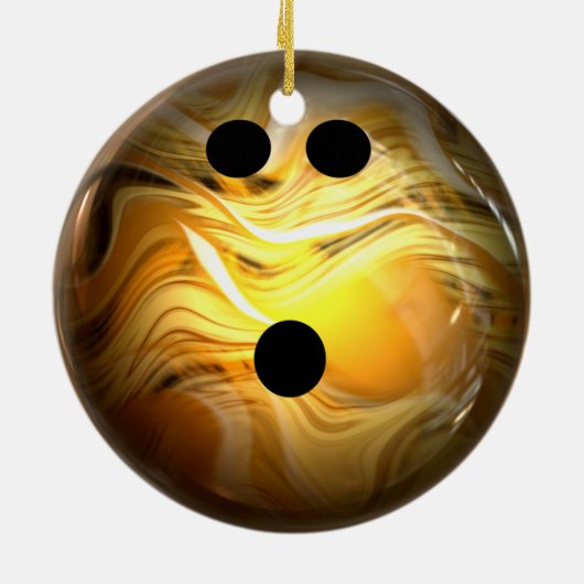 Goldstrudel-Bowlings-Ball Keramikornament (Hinten)