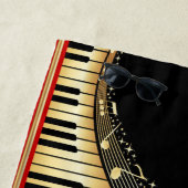 Goldtastatur und roter Streifen Strandtuch (Beispiel)