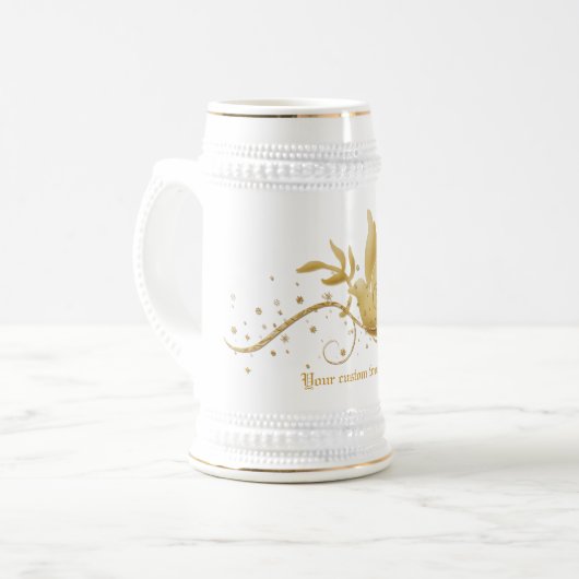 Goldtaube der Friedensweihnachtskaffee-Tassen u. Bierglas (Vorderseite Links)